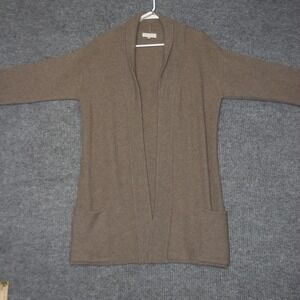 Benedetta B Cardigan Sweater Women M Brown Merino Wool Cashmere Open Front Shawl